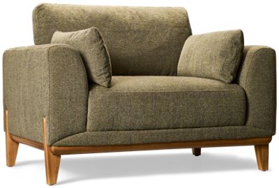 Meadow Chair & 1/2 - Mid-Century Modern Design - Textured Upholstery - Two Lumbar Toss Pillows