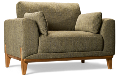 Meadow Chair & 1/2 - Mid-Century Modern Design - Textured Upholstery - Two Lumbar Toss Pillows