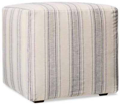Wellfleet Slipcovered Ottoman - Soft Polyester Fabric - Cozy Coastal Comfort