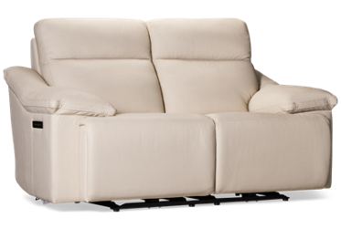 Oslo Pebble Leather Dual Power Loveseat Recliner with Tilt Headrest and Lumbar