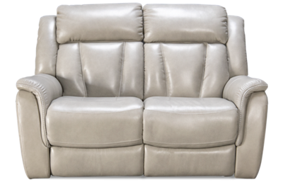 Roswell Leather Dual Power Loveseat Recliner with Tilt Headrest