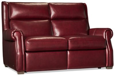 Ashford Leather Dual Power Loveseat Recliner - Tilt Power Headrest - Plush Tufted Backrests - Box Seat Cushions - Zero Wall Clearance