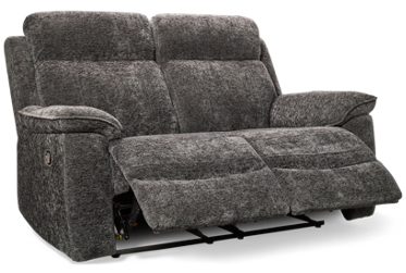 Rest Loveseat Recliner - Soft Chenille Fabric - Tufted Back & Footrest - Padded Arms