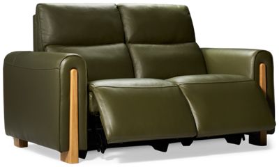 Del Mar Leather Dual Power Loveseat Recliner - Tilt Power Headrest - Top Grain Leather