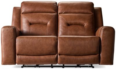 Juno Leather Dual Power Loveseat Recliner with Tilt Headrest