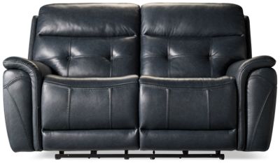 Wyoming Leather Dual Power Loveseat Recliner - Tilt Power Headrest - Soft Top Grain Leather