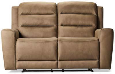 Avenida Leather Dual Loveseat Recliner - Soft Top Grain Leather - Channel Tufted Backrests - Comfortable Bucket Seats
