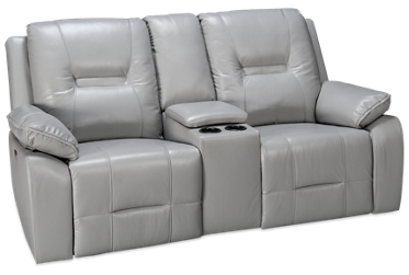 Outlier Leather Dual Power Loveseat Recliner - Smooth Top Grain Leather - One-Touch Reclining - USB Charging Port - Center Console Storage