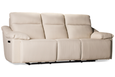Oslo Pebble Leather Dual Power Sofa Recliner with Tilt Headrest and Lumbar