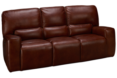 Chestnut Leather Dual Power Sofa Recliner with Tilt Headrest