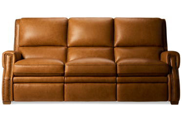 Kent Dual Power Sofa Recliner - Top-Grain Leather - Tilt Power Headrest - Nailhead Trim - Zero Wall Clearance