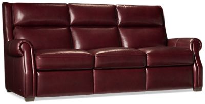 Ashford Leather Dual Power Sofa Recliner - Tilt Power Headrest - Plush Tufted Backrests - Box Seat Cushions - Zero Wall Clearance
