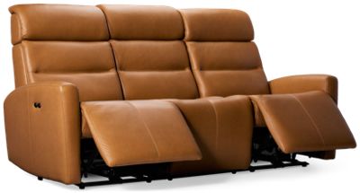Apex Leather Dual Power Sofa Recliner - Manual Tilt Headrest - USB Ports - High Resiliency Foam - Contemporary Design