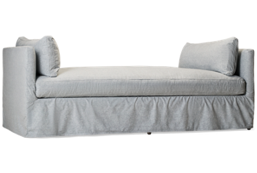Madeline 79" Settee with Slipcover - Skirted Hem - Two Lumbar Pillows - Front Casters - Coastal Charm