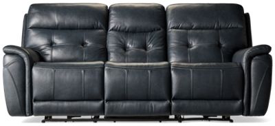 Wyoming Leather Dual Power Sofa Recliner - Tilt Power Headrest - Soft Top Grain Leather
