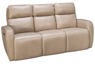 Pebble Leather Dual Power Sofa Recliner with Tilt Headrest