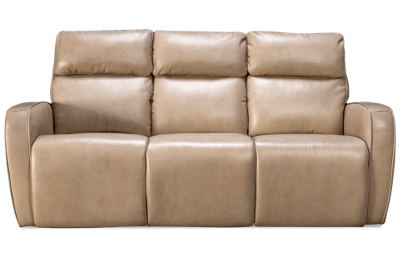 Pebble Leather Dual Power Sofa Recliner with Tilt Headrest