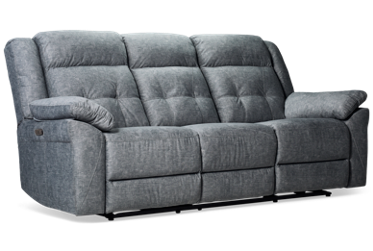 Steel Dual Power Sofa Recliner - Tilt Power Headrest - Soft, Durable Upholstery - Thick Padded Arms - Tufted Backs
