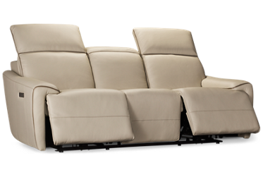 Myrtle Dual Power Sofa Recliner - Top-Grain Leather - Tilt Power Headrest - USB Charging