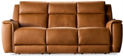 Braxton Dual Power Sofa Recliner - Tilt Power Headrest - Heat - Massage - Cupholders