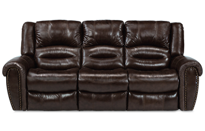 Crosstown Leather Dual Power Sofa Recliner with Power Headrest and Nailhead