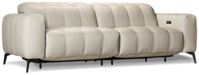 Portento Dual Power Sofa Recliner - Top-Grain Italian Leather - USB Charging - Contemporary Tufting