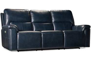 Movie Time Leather Dual Power Sofa Recliner - Tilt Headrest - Lumbar - Massage - Heat - Immersive Sound