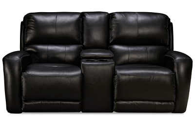 Fandango Leather Dual Power Sofa Recliner with Console