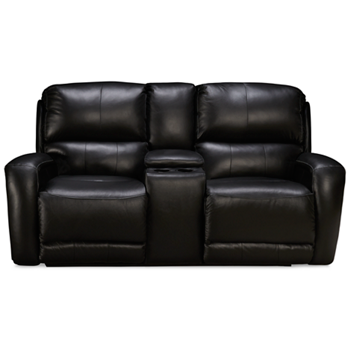 Fandango Leather Dual Power Sofa Recliner with Tilt Headrest and Console