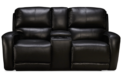 Fandango Leather Dual Power Sofa Recliner with Tilt Headrest and Console
