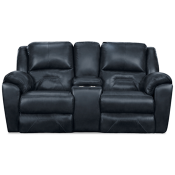 Pandora Leather Dual Power Sofa Recliner with Console and Tilt Headrest