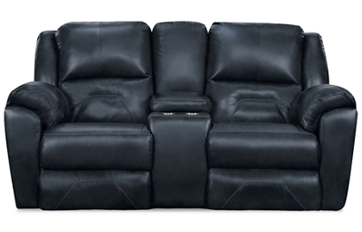 Pandora Leather Dual Power Sofa Recliner with Console and Tilt Headrest