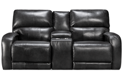Fandango Leather Dual Power Sofa Recliner with Console