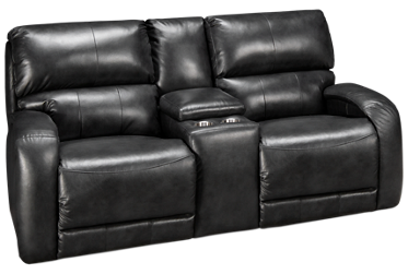 Fandango Leather Dual Power Sofa Recliner with Tilt Headrest and Console