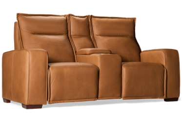 Acton Leather Dual Power Loveseat Recliner with Tilt Headrest and Console