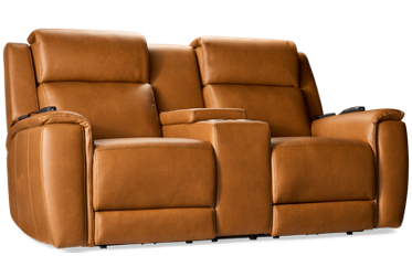 Braxton Dual Power Loveseat Recliner - Tilt Power Headrest - Heat - Massage - Console