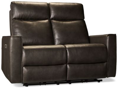 Urban Flow Dual Power Loveseat Recliner - Top-Grain Leather - Tilt Power Headrest - USB Charging
