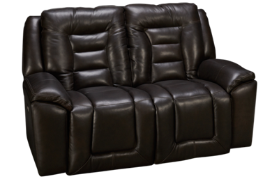 Southern Motion Grid Iron Leather Dual Power Loveseat Recliner with Tilt Headrest