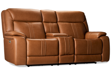 Game Time Leather Dual Power Loveseat - Tilt Power Headrest - Immersive Sound - Lumbar Support - Massage & Heat - Center Console