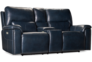 Movie Time Leather Dual Power Loveseat Recliner - Tilt Power Headrest - Immersive Sound - Lumbar Support - Massage & Heat