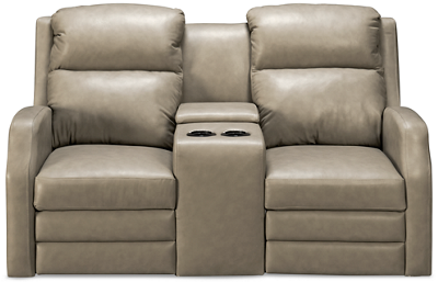 Kamiah Leather Dual Power Loveseat Recliner with Tilt Headrest, Console and Lumbar