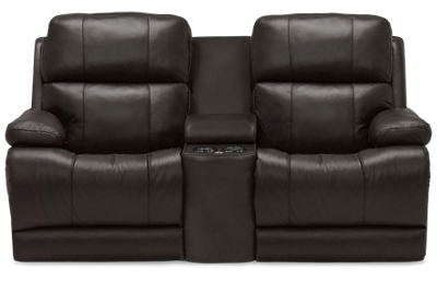 Kenaston Leather Dual Power Loveseat Recliner with Console and Tilt Headrest