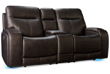 Echo Wave Leather Dual Power Loveseat Recliner - Tilt Power Headrest - Console with Cupholders - Heat - Massage - Immersive Sound