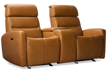 Apex Leather Dual Power Loveseat Recliner - Manual Tilt Headrest - Console with Cupholders