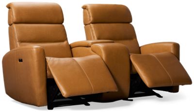 Apex Leather Dual Power Loveseat Recliner - Manual Tilt Headrest - Console with Cupholders