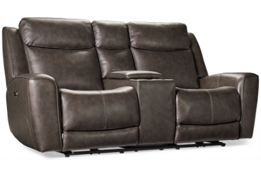 Apollo Leather Dual Power Loveseat Recliner with Tilt Headrest & Console