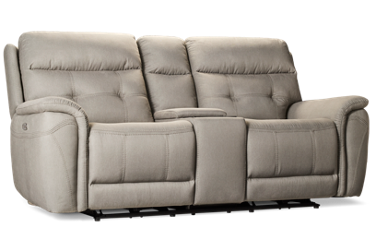 Wyoming Dual Power Loveseat Recliner - Tilt Power Headrest - Console with Cupholders - Soft Performance Fabric