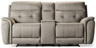 Wyoming Dual Power Loveseat Recliner - Tilt Power Headrest - Console with Cupholders - Soft Performance Fabric