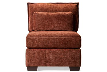 Puzzle Armless Chair - Modular System - Plush Cushions - Soft Chenille Fabric - Includes Lumbar Toss Pillow