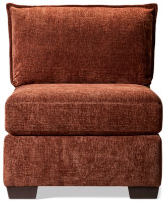 Puzzle Armless Chair - Modular System - Plush Cushions - Soft Chenille Fabric - Includes Lumbar Toss Pillow